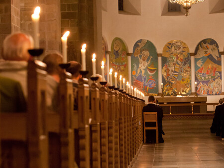 Billede af kirkebænke i Ribe Domkirke