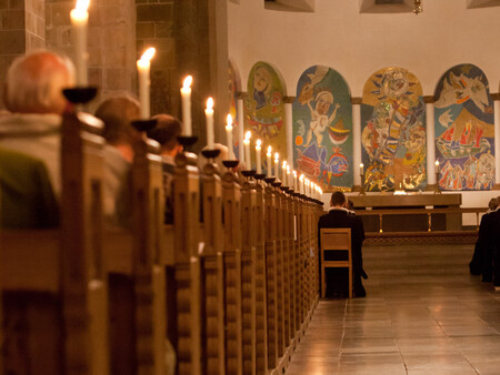 Billede af kirkebænke i Ribe Domkirke